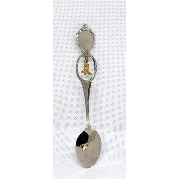 San Antonio Collectible Souvenir Spoon With Texas Map & Gold Boot Charm - Picture 5 of 7